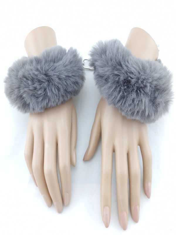 Poison Rose Fluffy Metal Hand Cuffs Charcoal - Passionzone Adult Store