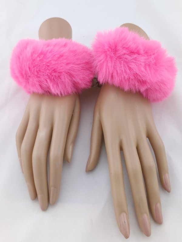 Poison Rose Fluffy Metal Hand Cuffs Hot Pink - Passionzone Adult Store