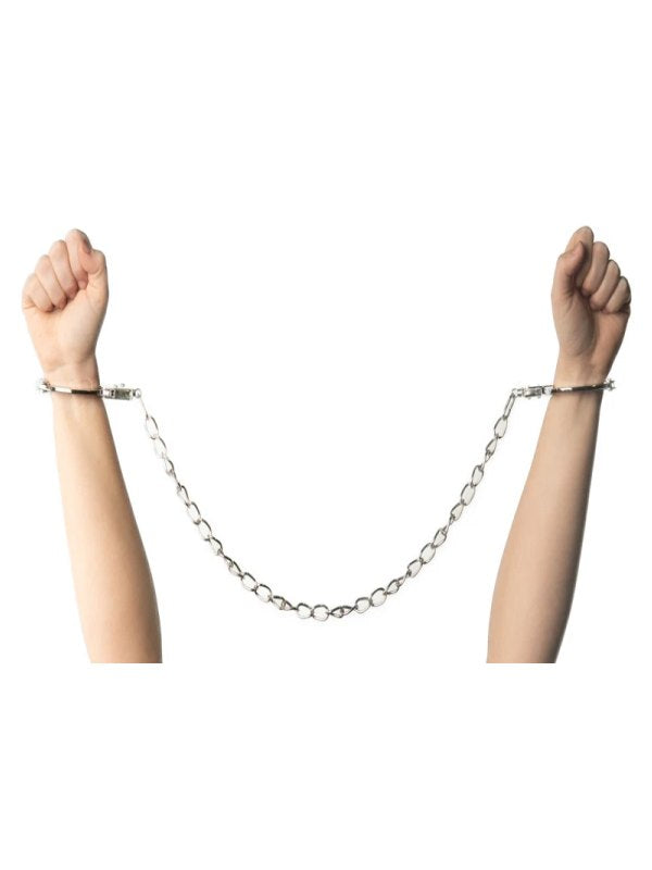 Poison Rose Metal Hand Cuffs 50cm Chain - Passionzone Adult Store