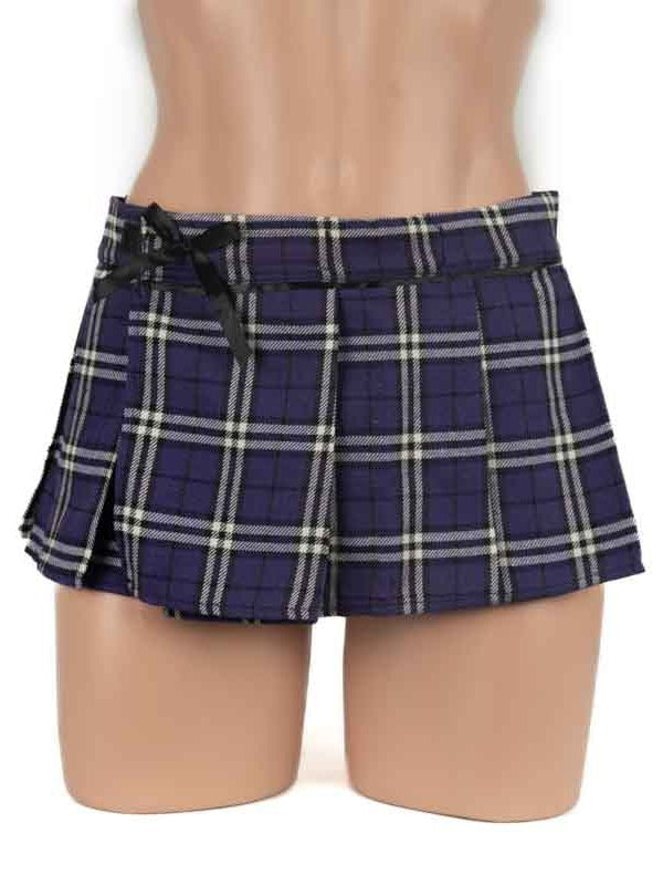 Poison Rose Schoolgirl Tartan Skirt S/M Purple - Passionzone Adult Store