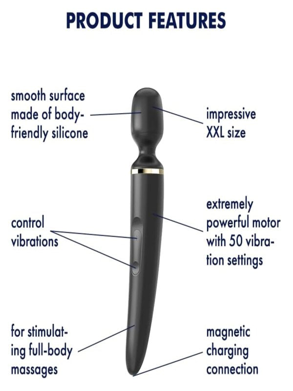 Satisfyer Wand-er Women Wand Vibrator Black - Passionzone Adult Store