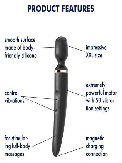 Satisfyer Wand-er Women Wand Vibrator Black - Passionzone Adult Store