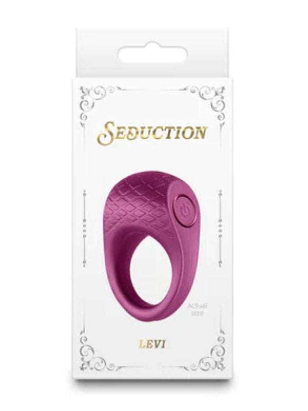 Seduction Levi Vibrating Cock Ring Metallic Burgundy - Passionzone Adult Store