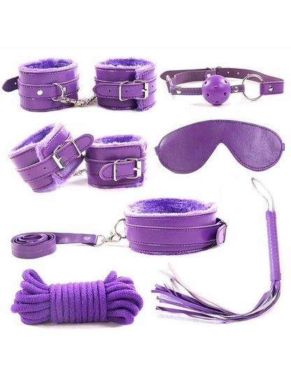 Plush 7 Piece Bondage Kit Purple - Passionzone Adult Store